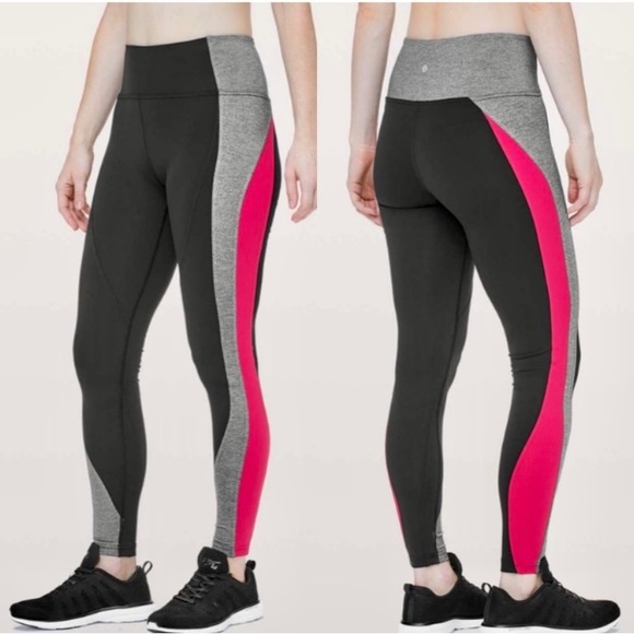 Lululemon Get Going Train Tight leggings in black, gray, and red size 4 - Picture 2 of 13